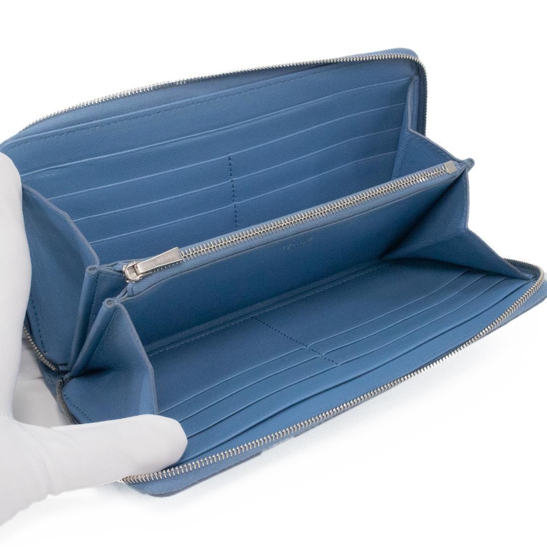 本物 セリーヌ 長財布 ファスナー メンズ レディース パイソン 水色 ブルー