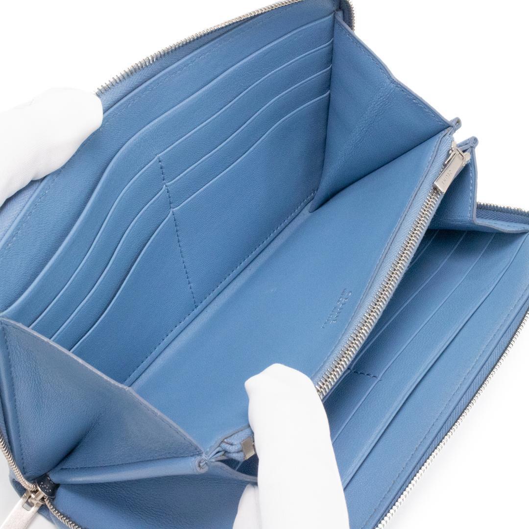 本物 セリーヌ 長財布 ファスナー メンズ レディース パイソン 水色 ブルー