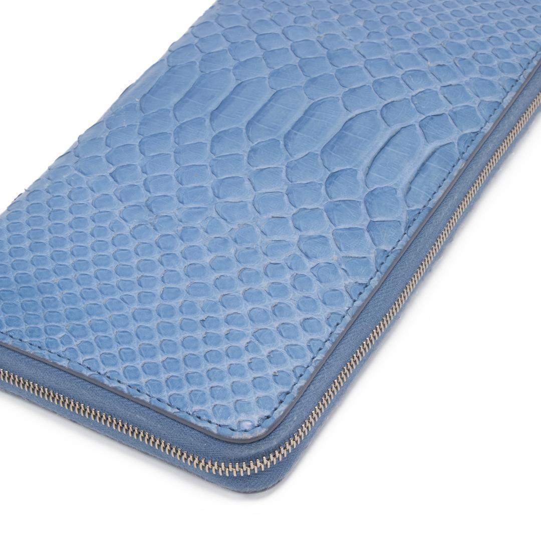 本物 セリーヌ 長財布 ファスナー メンズ レディース パイソン 水色 ブルー