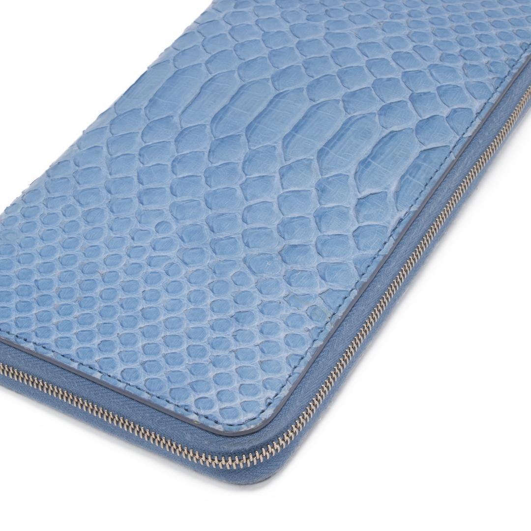 本物 セリーヌ 長財布 ファスナー メンズ レディース パイソン 水色 ブルー