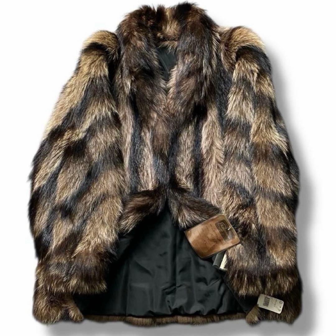美品 Kaufmann 毛皮 コート アウター タグ付 ラクーン ロング 高級