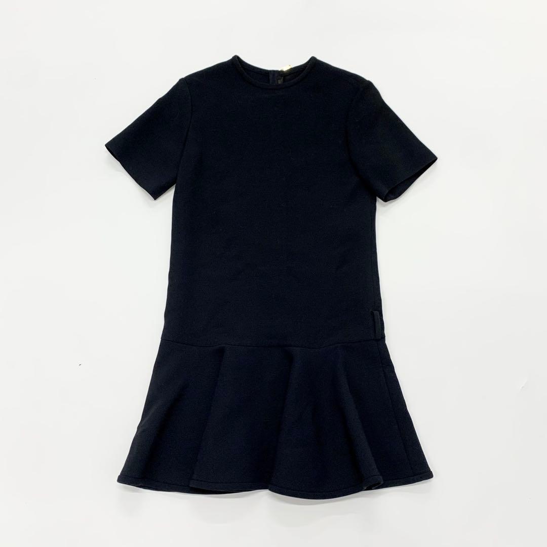 ヴィトン ワンピース ウール 半袖 ベルト ロゴ モノグラムフラワー ブラック