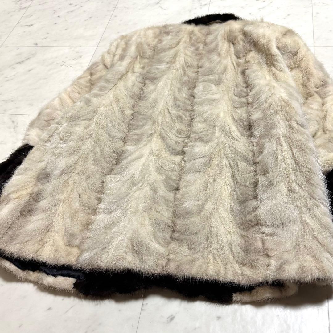 希少 美品 Hydra furs 毛皮コート ミンクファー バイカラー ビジュー