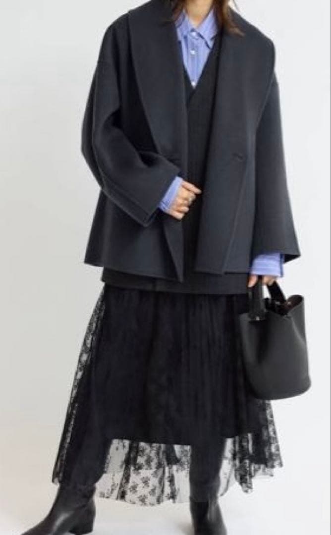 未使用タグ付きSuper160 ショールカラーハーフコート36