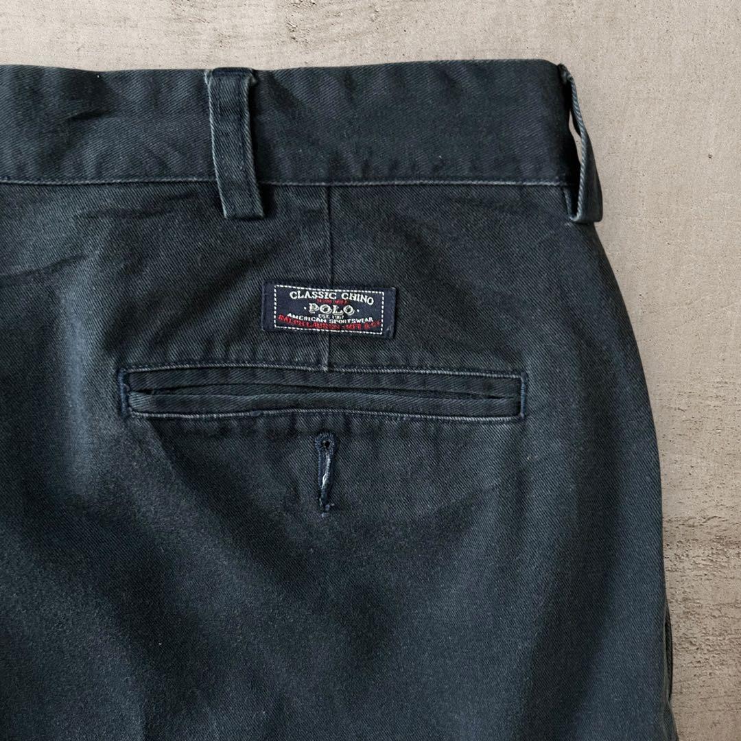PoloRalphLaurenANDREWフェードブラックポロチノ墨黒W36古着