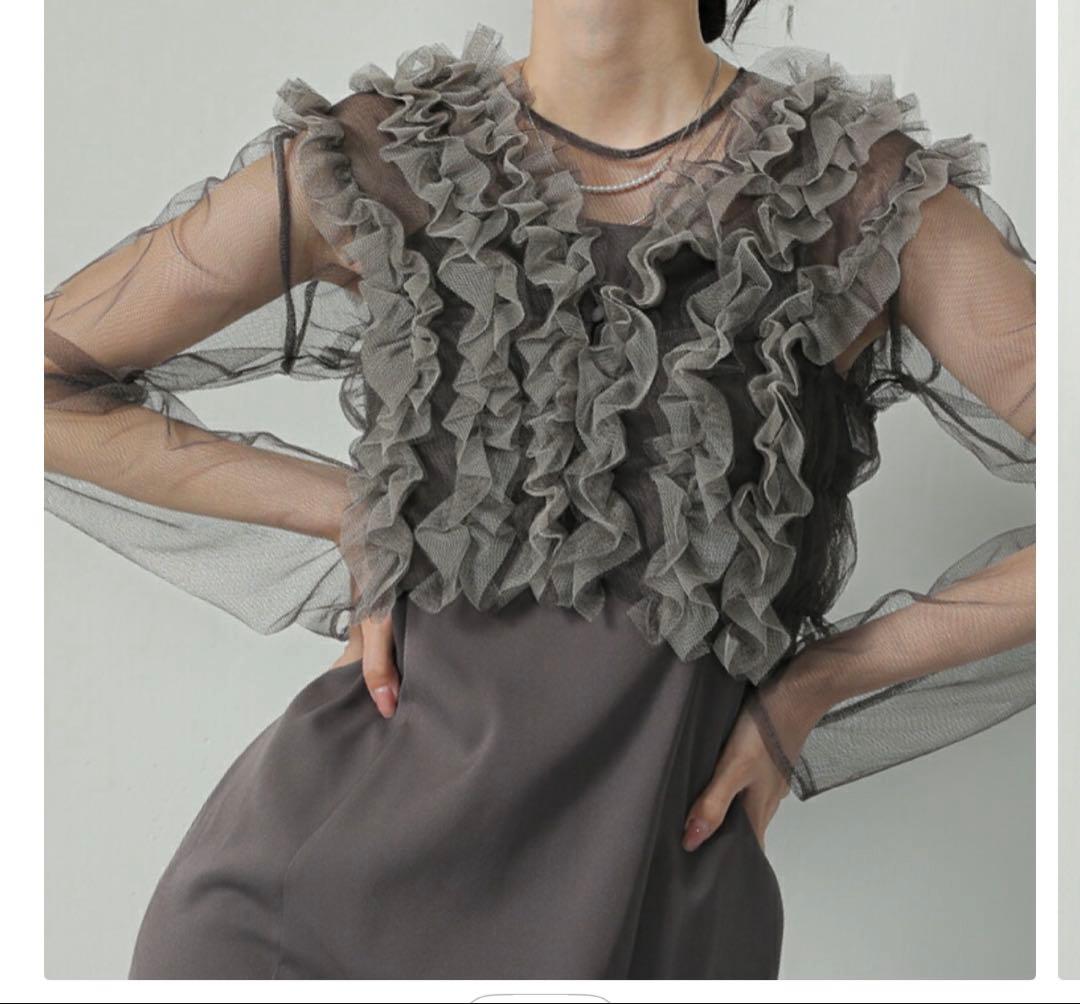 kana チュールボリュームシアードレス3点セット　タグあり　ブラウン