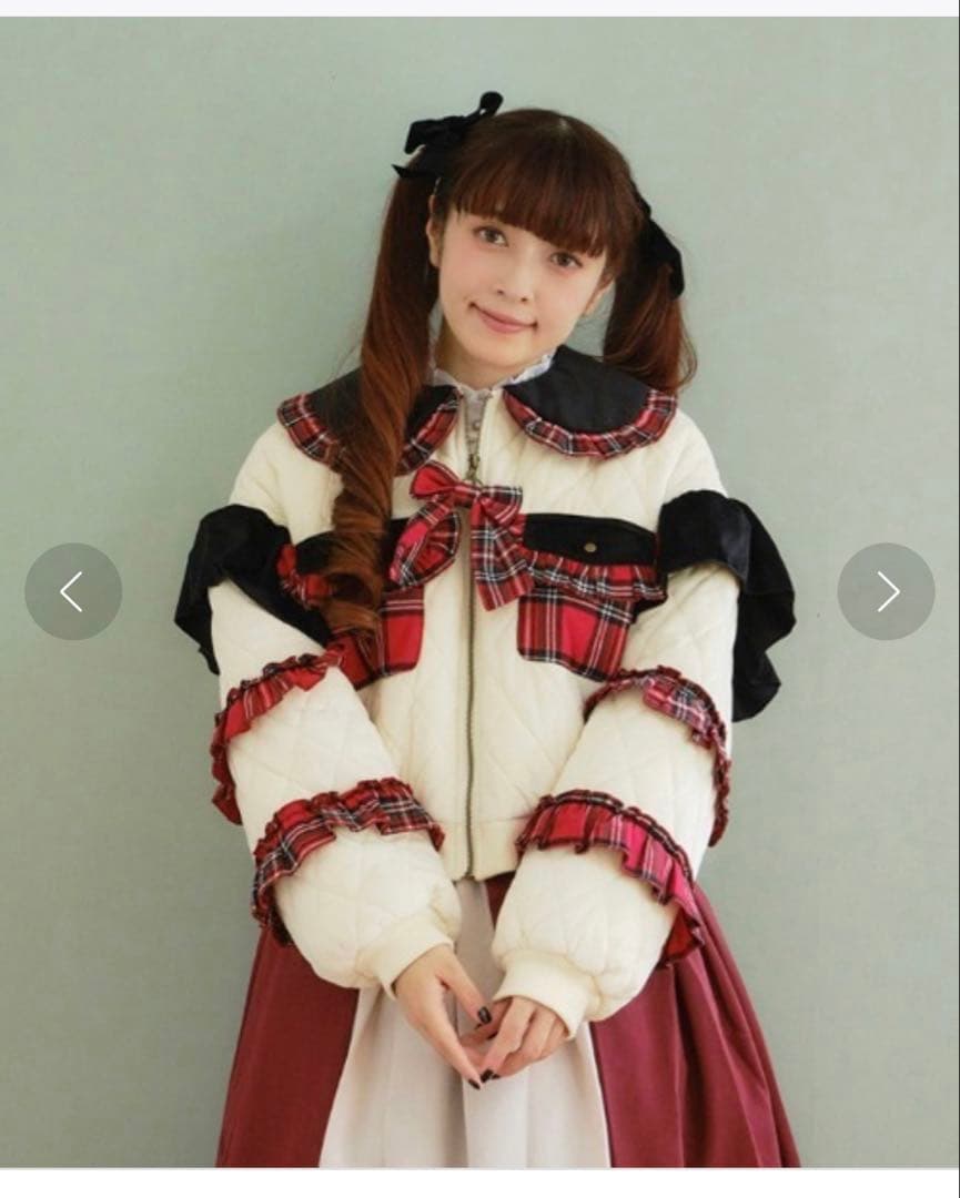 axes femme kawaii フリルキルティングブルゾン