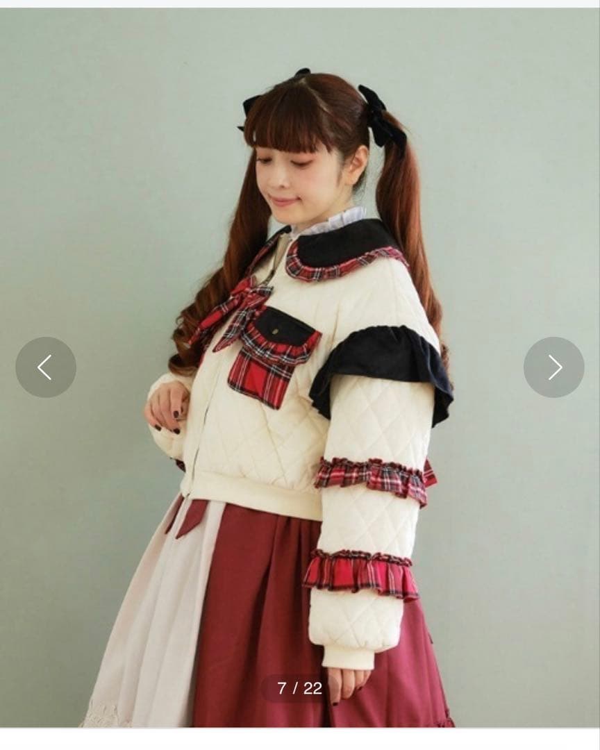 axes femme kawaii フリルキルティングブルゾン