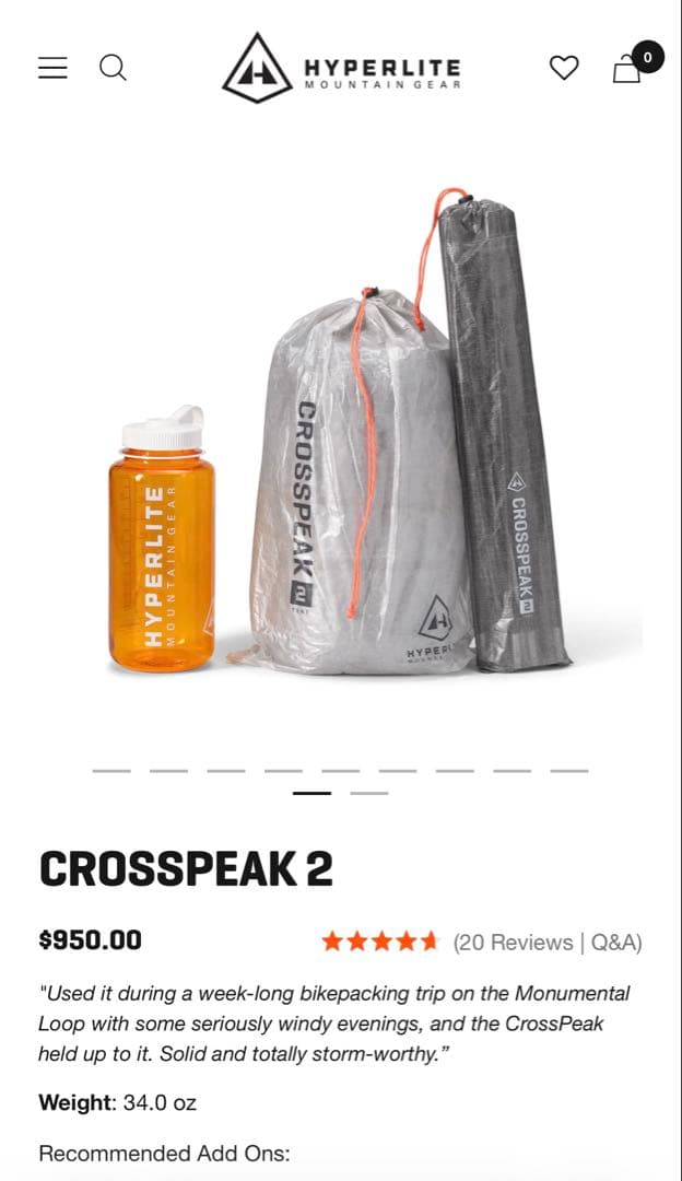 HYPERLITE MOUNTAIN GEAR CROSSPEAK 2 テント