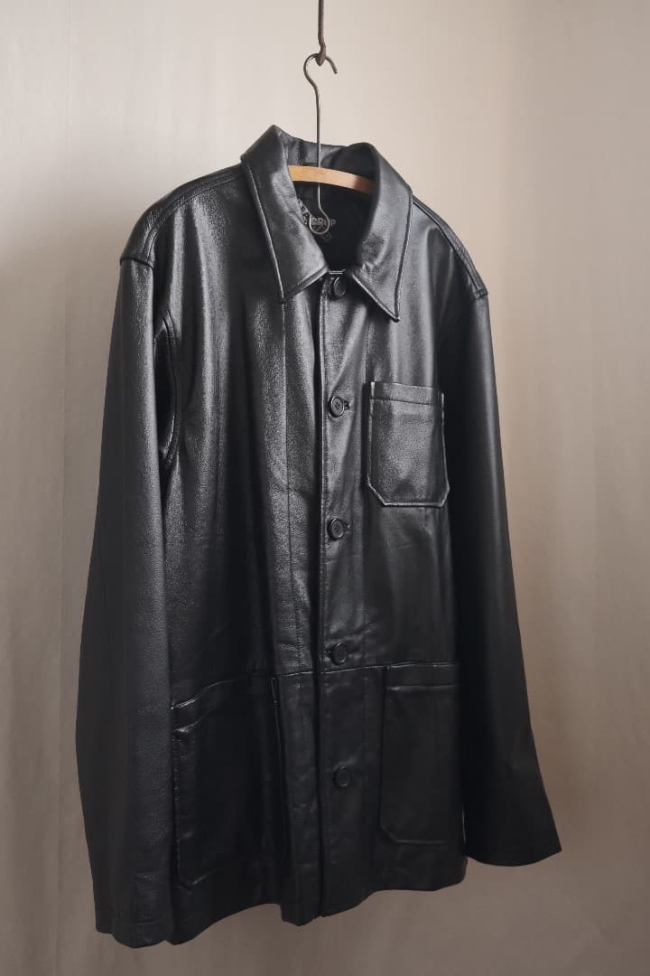 本革　レザー　ワーク　ジャケット　ビンテージ　フランス　モールスキン　古着