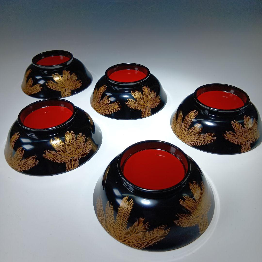 最終値下げ輪島塗　吸物椀5客　在銘(喜平)作　共箱　 美品