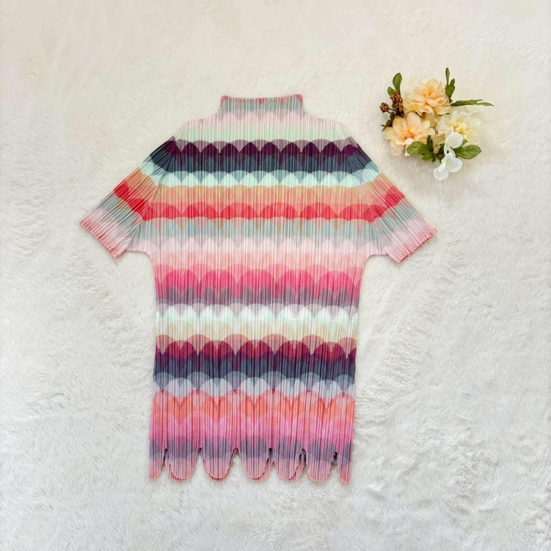 新品同様　プリーツプリーズ　イッセイミヤケ　カットソー　トップス　総柄