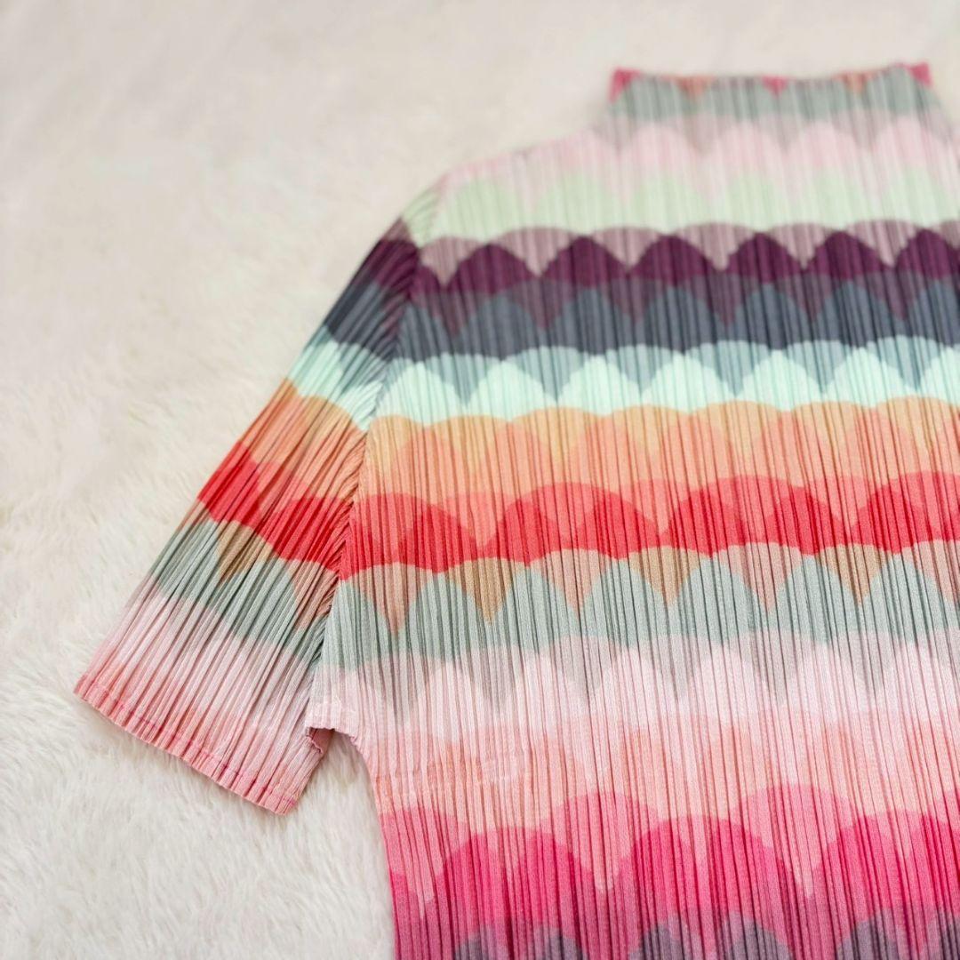 新品同様　プリーツプリーズ　イッセイミヤケ　カットソー　トップス　総柄