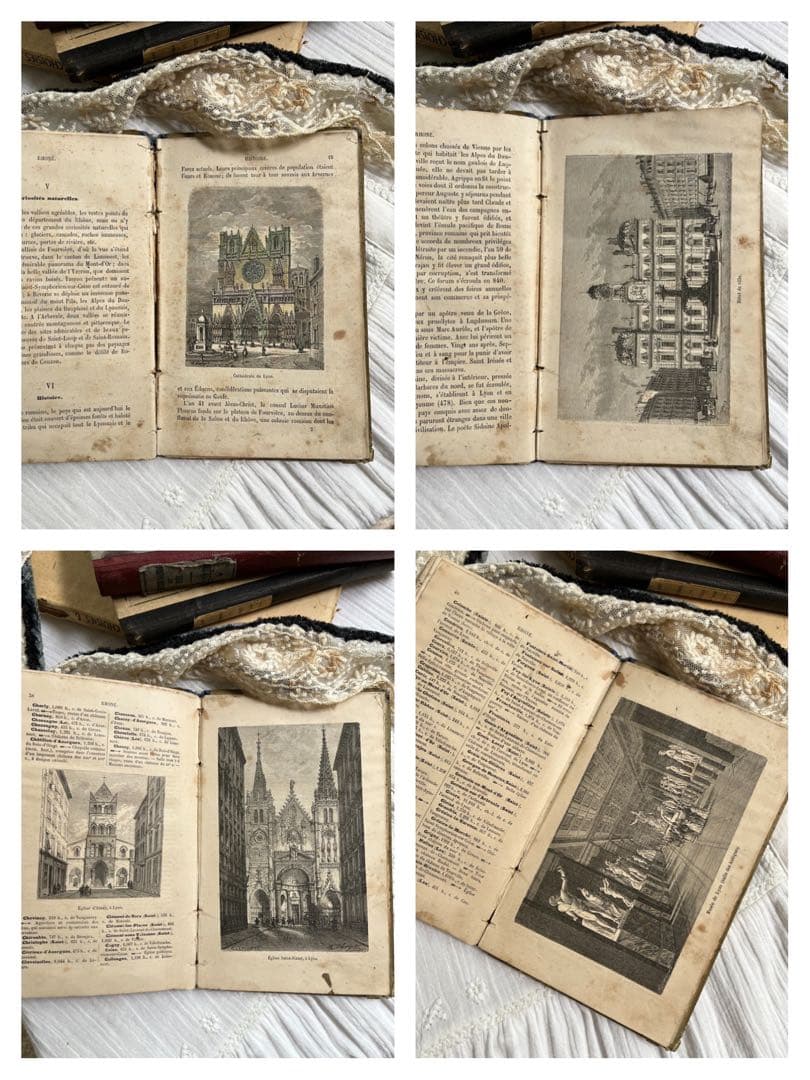 ◆SALE◆フランスアンティーク｜100年前古書教科書詩集手書きハガキ紙もの挿絵