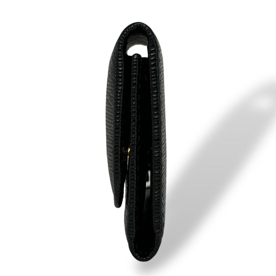 証明書付　良品　プラダ　6連キーケース　ゴールドロゴ　ブラック　レザー　男女兼用