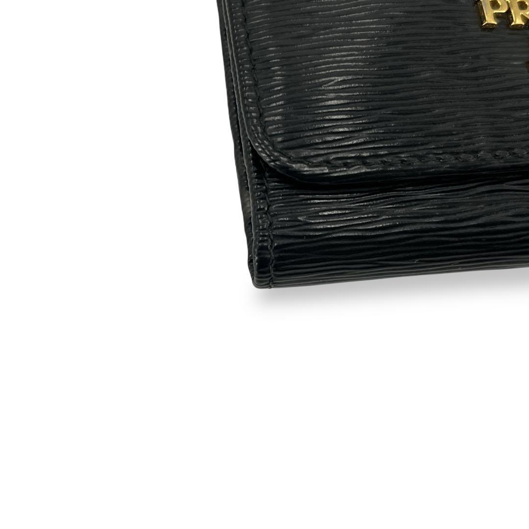 証明書付　良品　プラダ　6連キーケース　ゴールドロゴ　ブラック　レザー　男女兼用