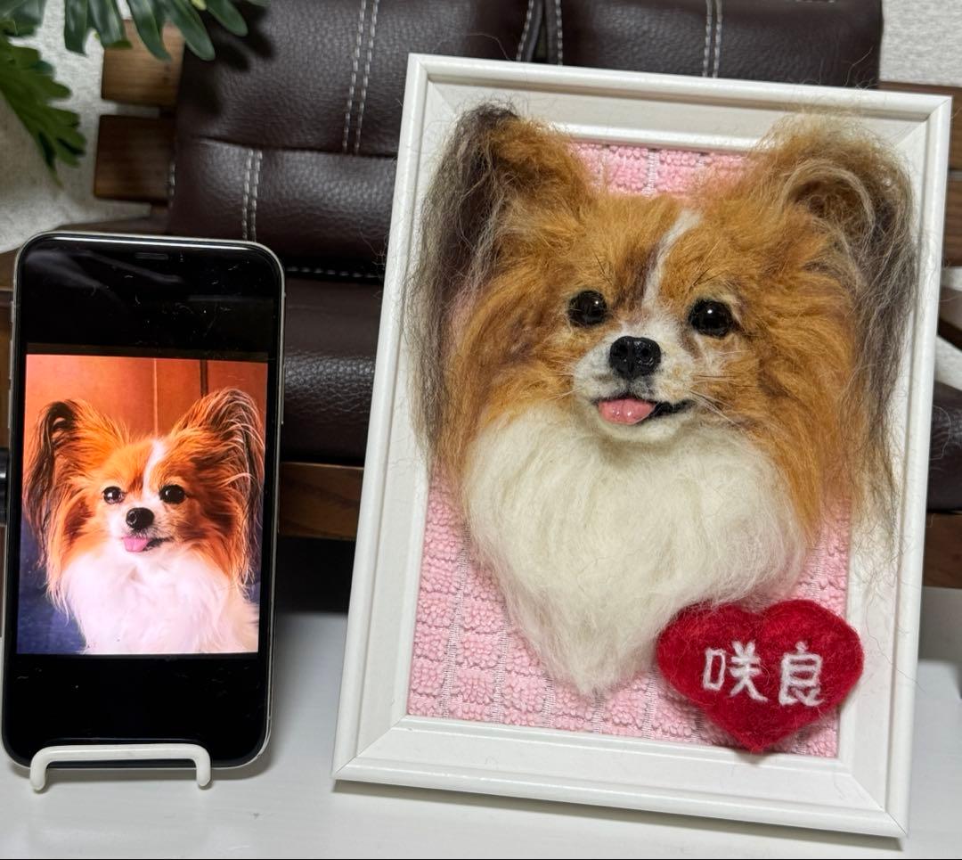 わんこ限定　うちの子プレート　わたわたペットの羊毛フェルト作品