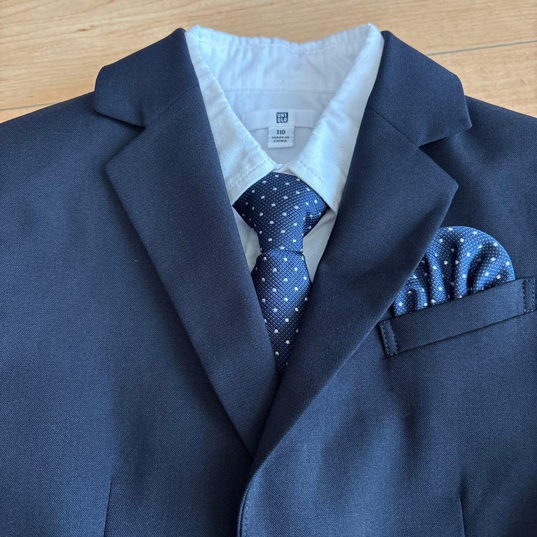 115㎝　グリーンレーベルリラクシング　濃紺　フォーマルスーツ　入学式　ネクタイ