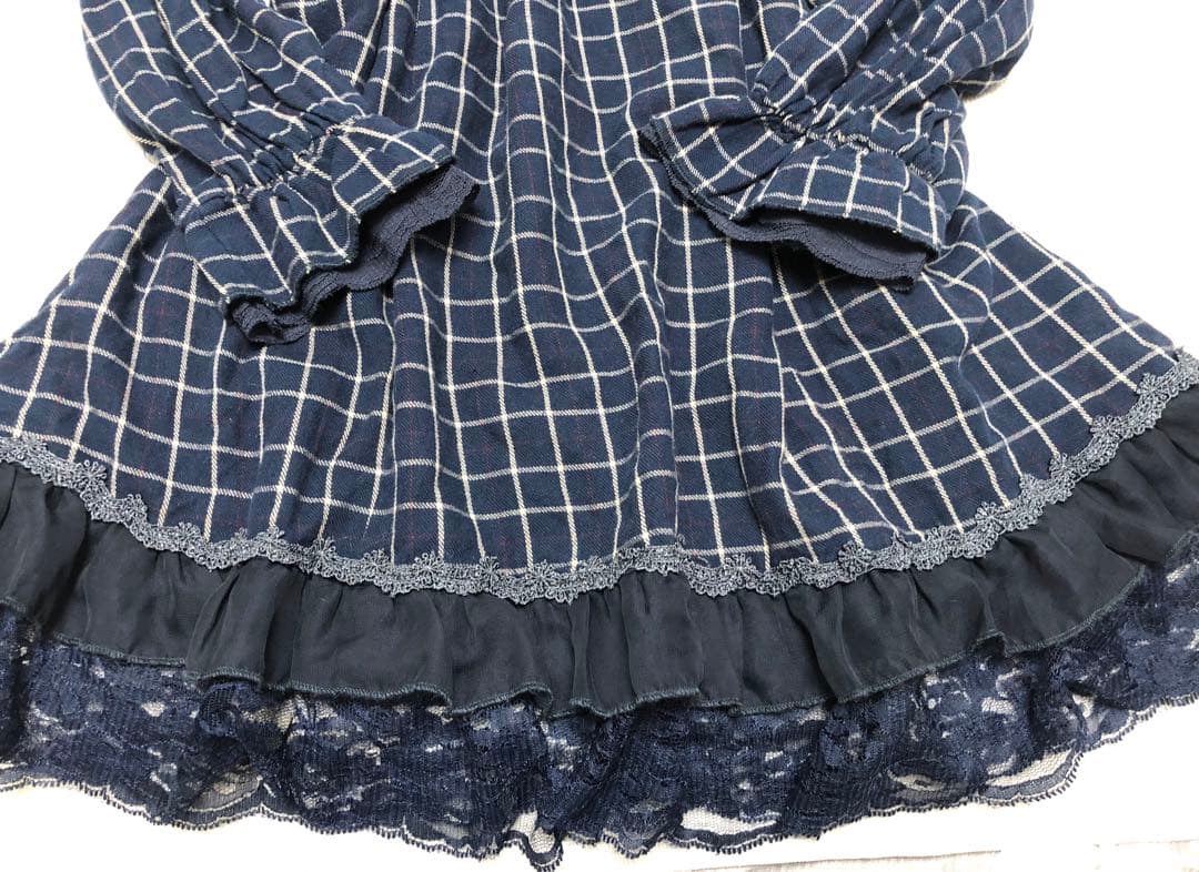 axes femmeリボン　フリルワンピース　チェック　リズリサ姫系