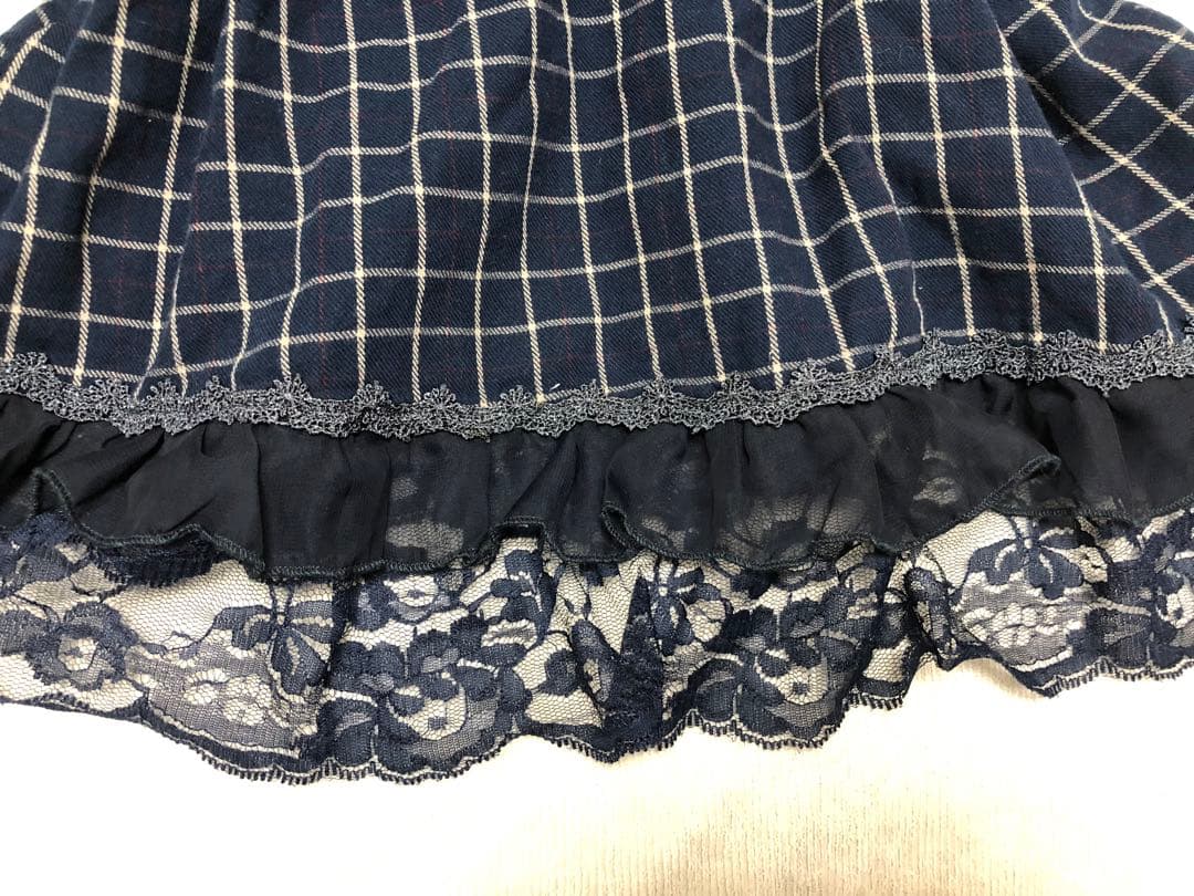 axes femmeリボン　フリルワンピース　チェック　リズリサ姫系