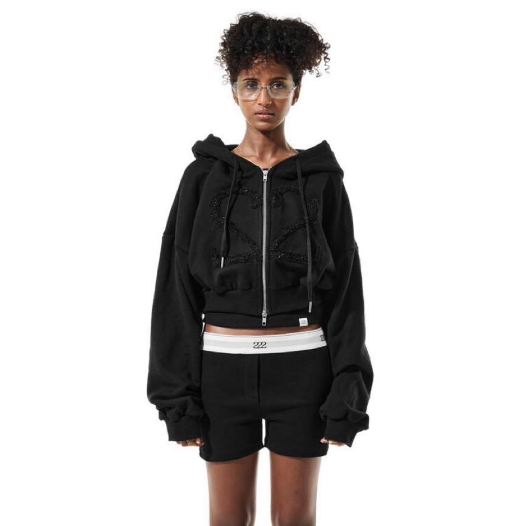 トップス 222 2twodul hoodie 002 (black)