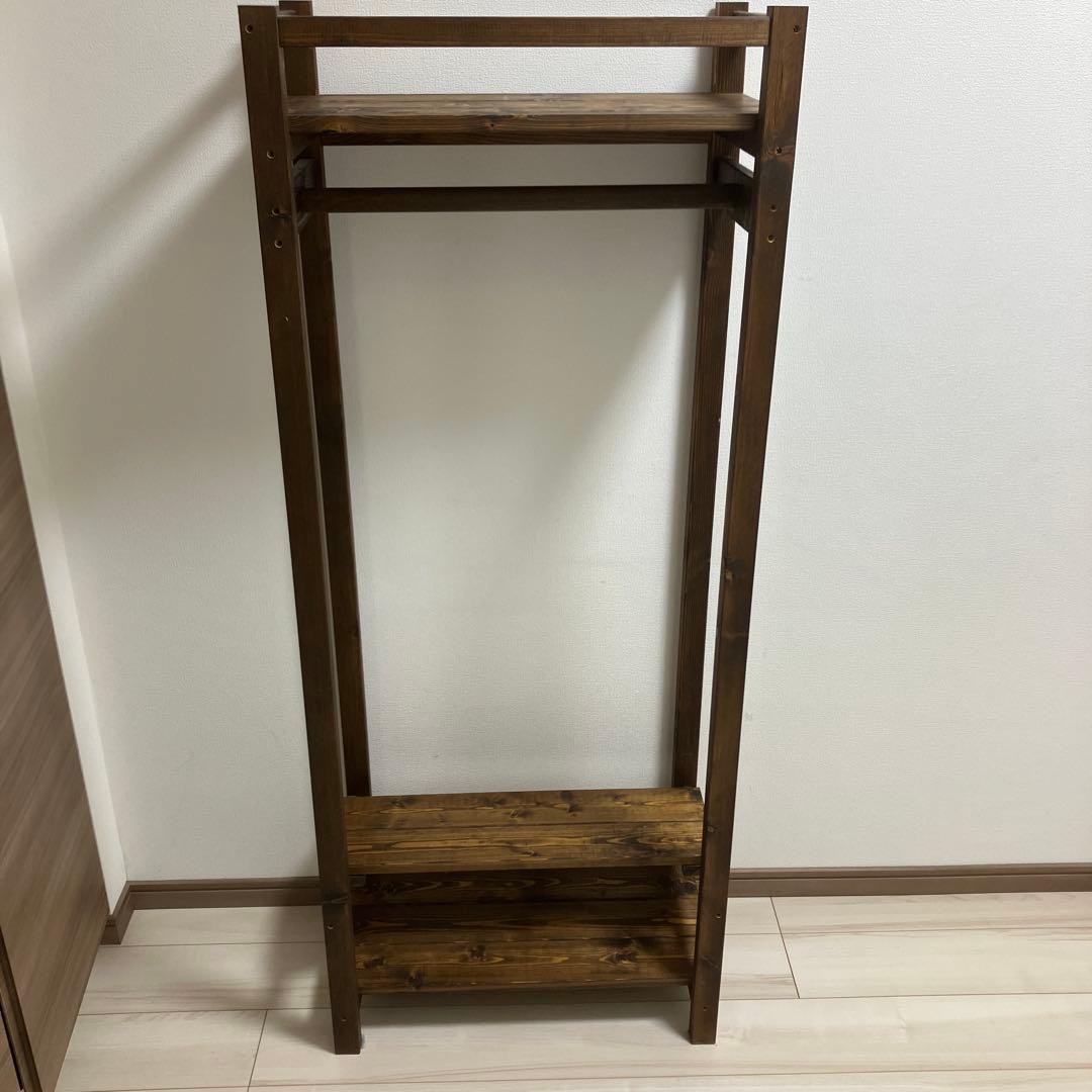 木製 オープンシェル フラック ハンガーラック ワードローブ ウッドラック 家具