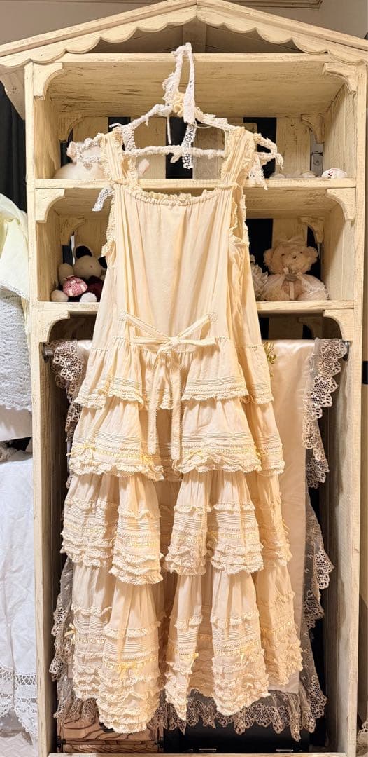 pinkhouse フリル付きクリームイエローノースリーブワンピース