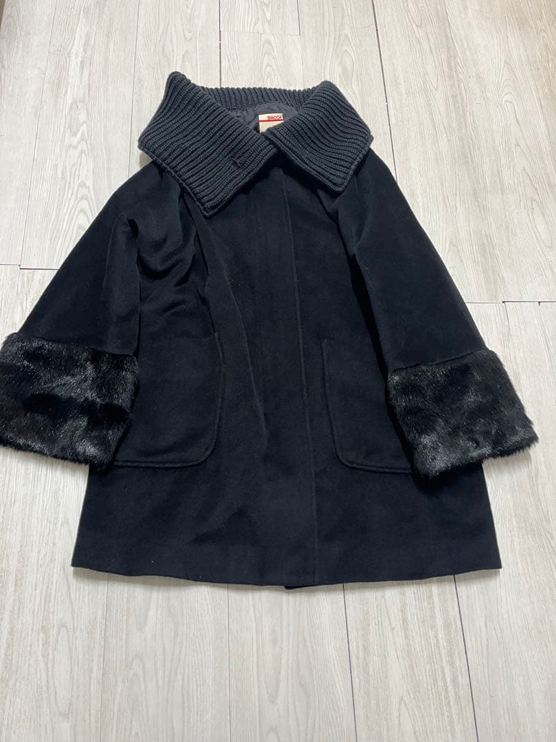 最終価格！bacca アンゴラコート38 ブラック　トゥモローランド