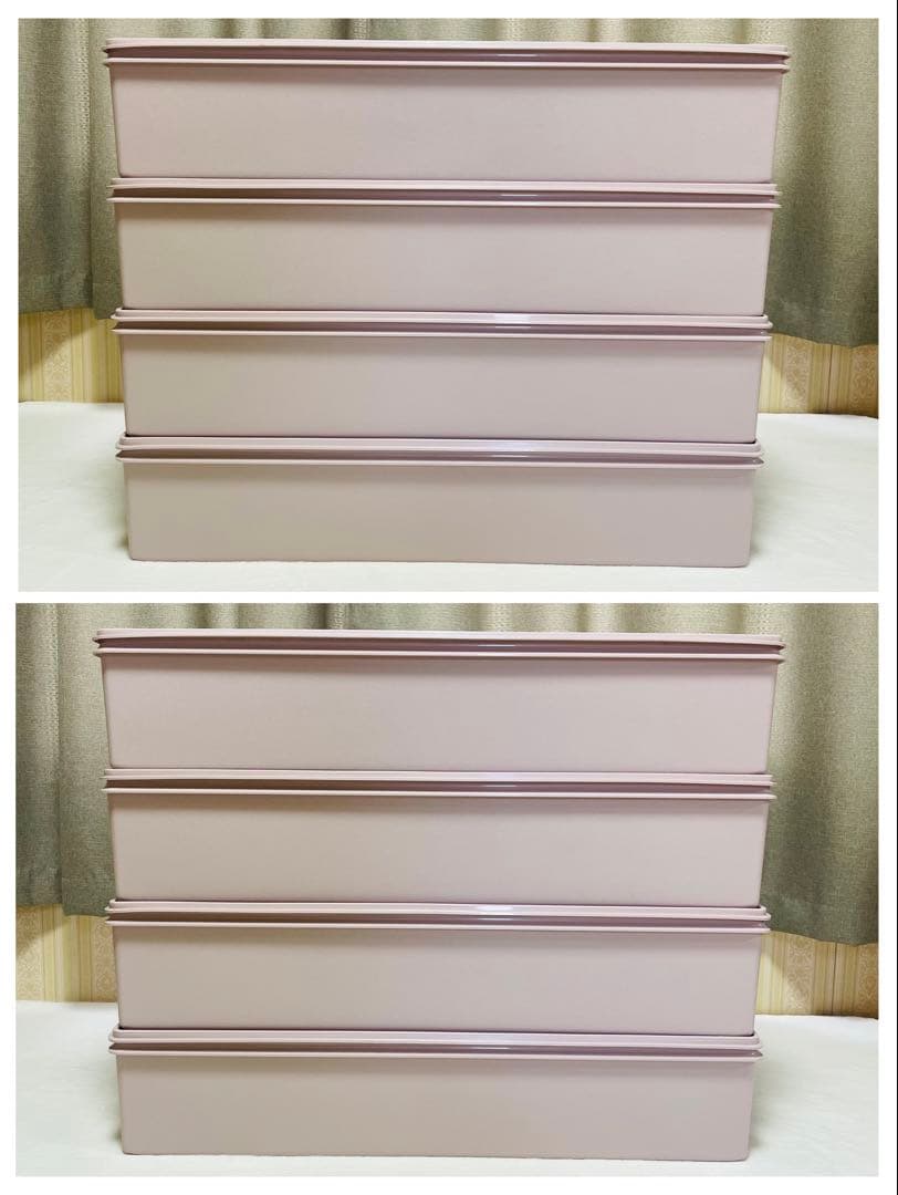 美品/4個セット/タッパーウェア/ロングスーパーケース/ピンク/収納/衣装ケース