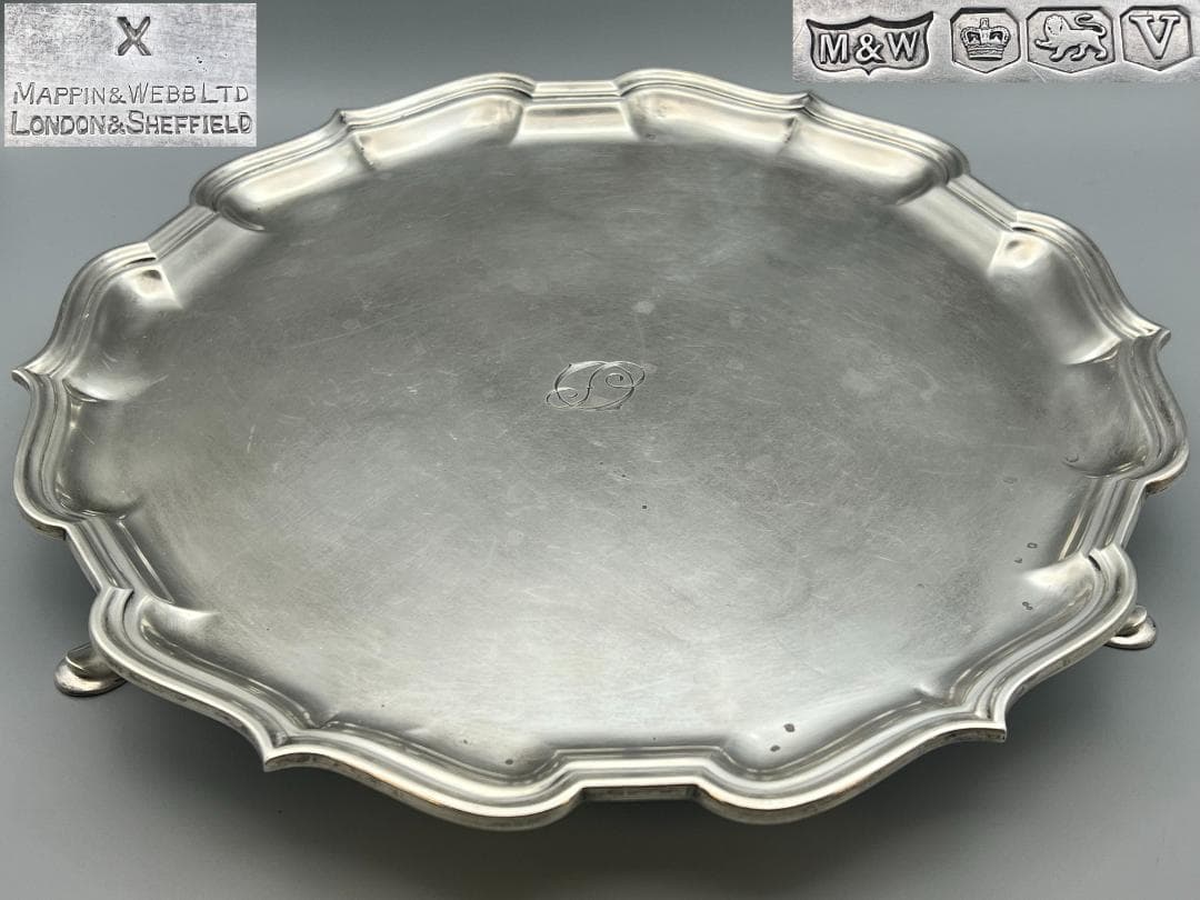 マッピン&ウェッブ／純銀 スターリングシルバー／トレイ　重612g