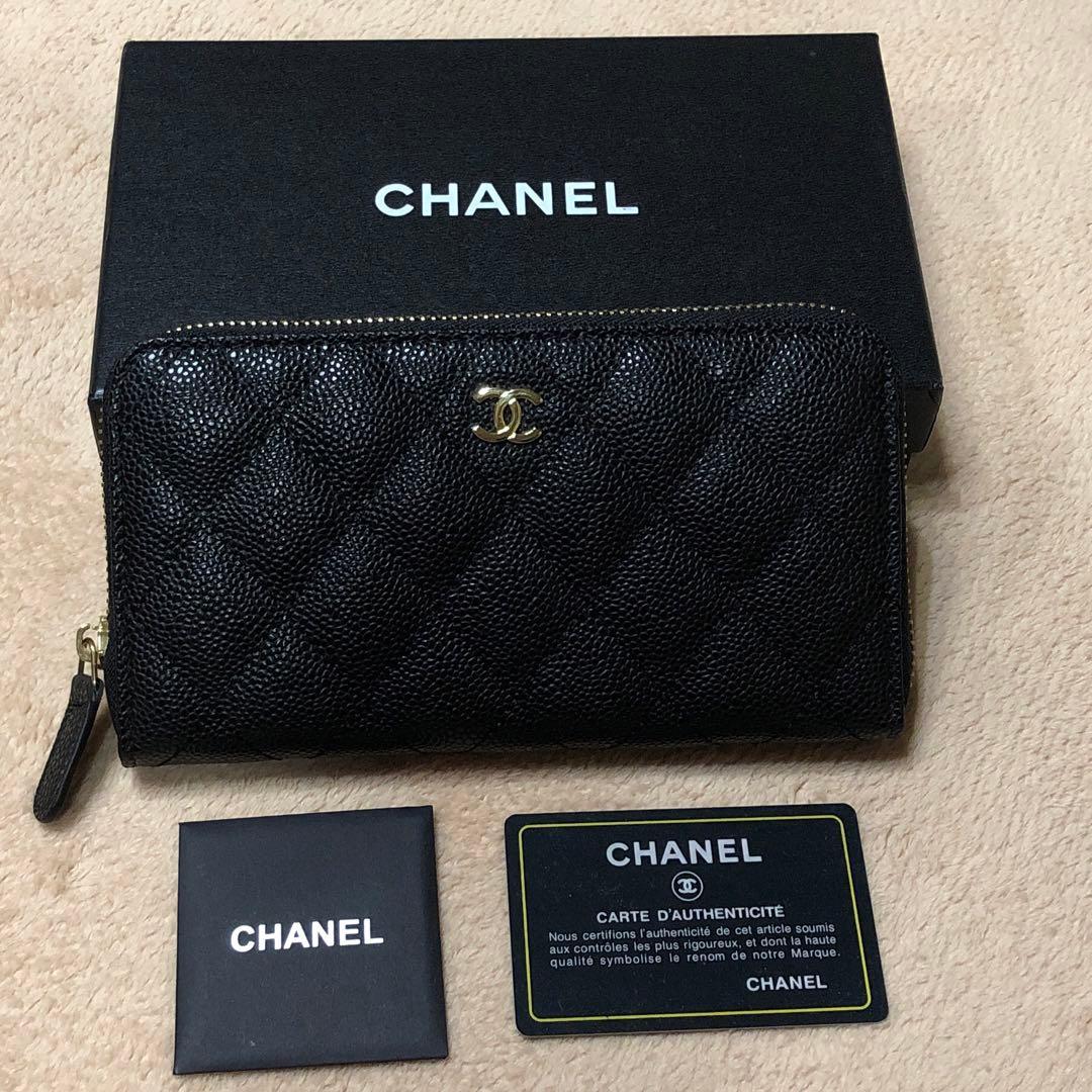 CHANEL シャネル キャビアスキン 黒 長財布　ノベルティ