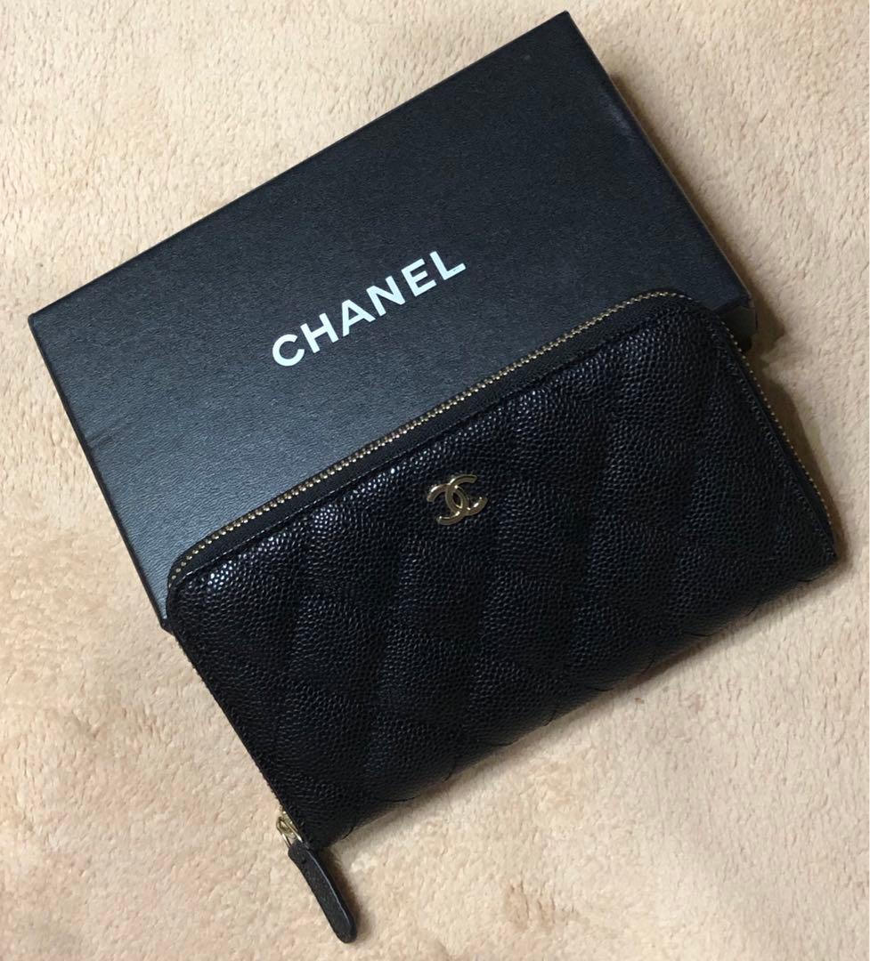 CHANEL シャネル キャビアスキン 黒 長財布　ノベルティ