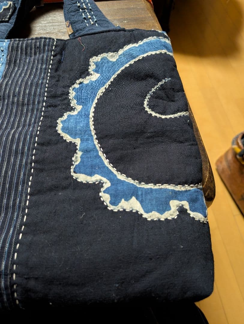 古布家紋刺し子トートバッグ