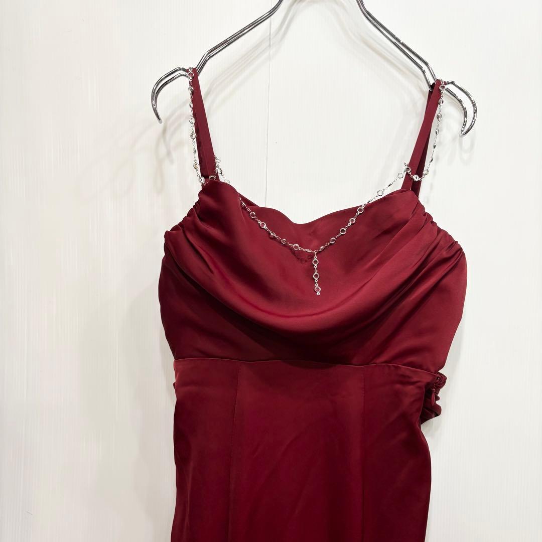 ROBE de FLEURS Glossyサテンバストビジューロングキャバドレス