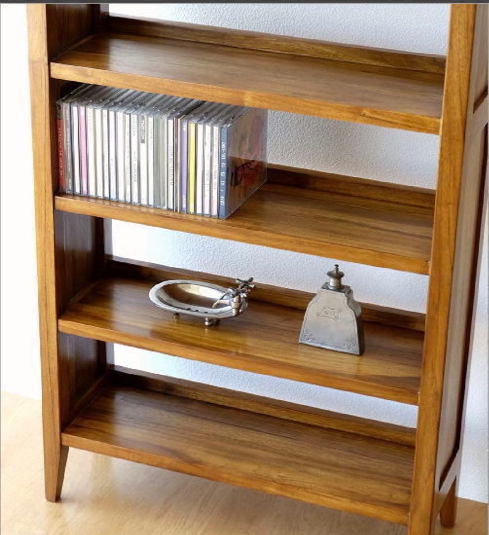 テ*ー様 スリムな本棚 シェルフ　CDラック　文庫本棚　チーク無垢材