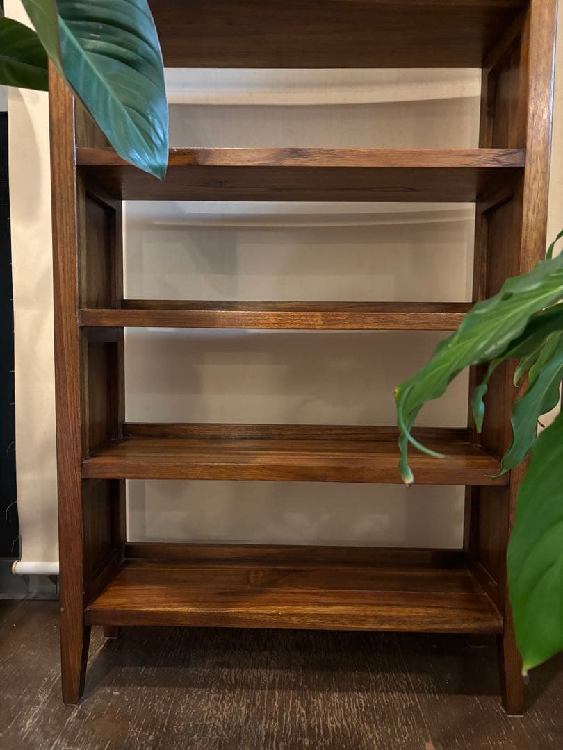 テ*ー様 スリムな本棚 シェルフ　CDラック　文庫本棚　チーク無垢材