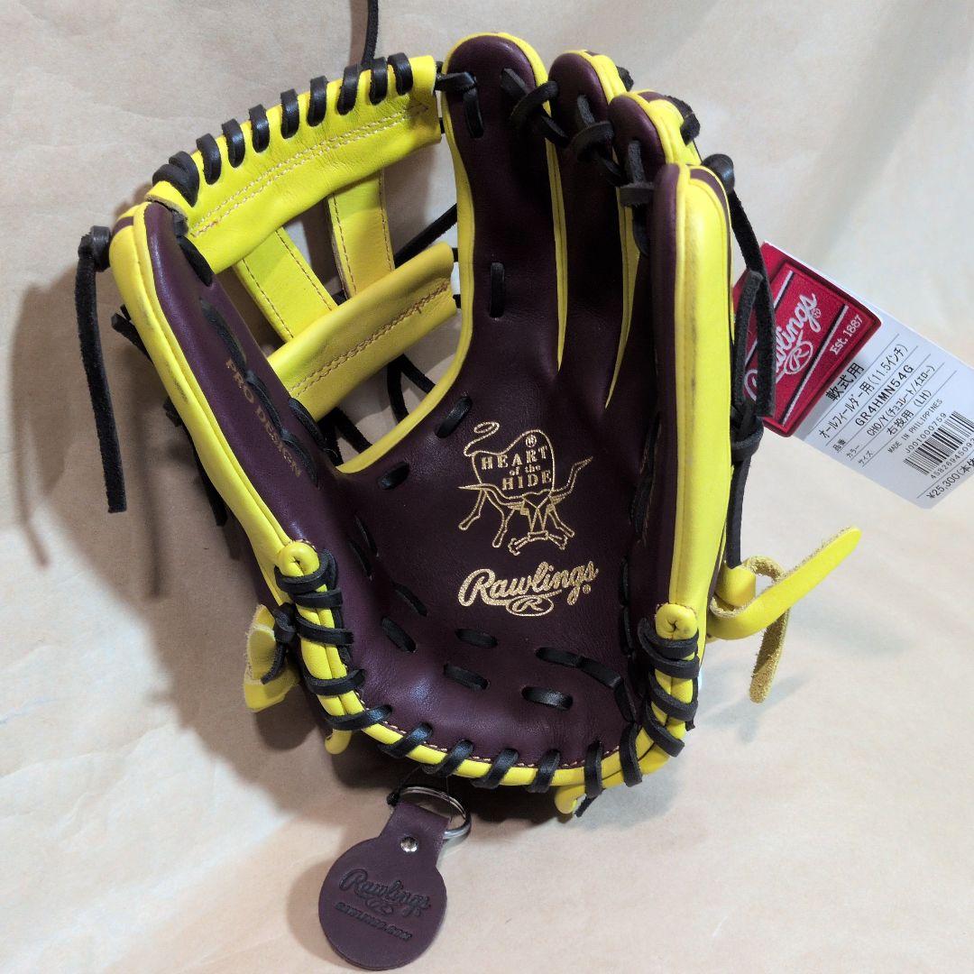 ローリングス:軟式用グラブ:右投げ:一般大人用:チョコ/イエロー:11.5インチ