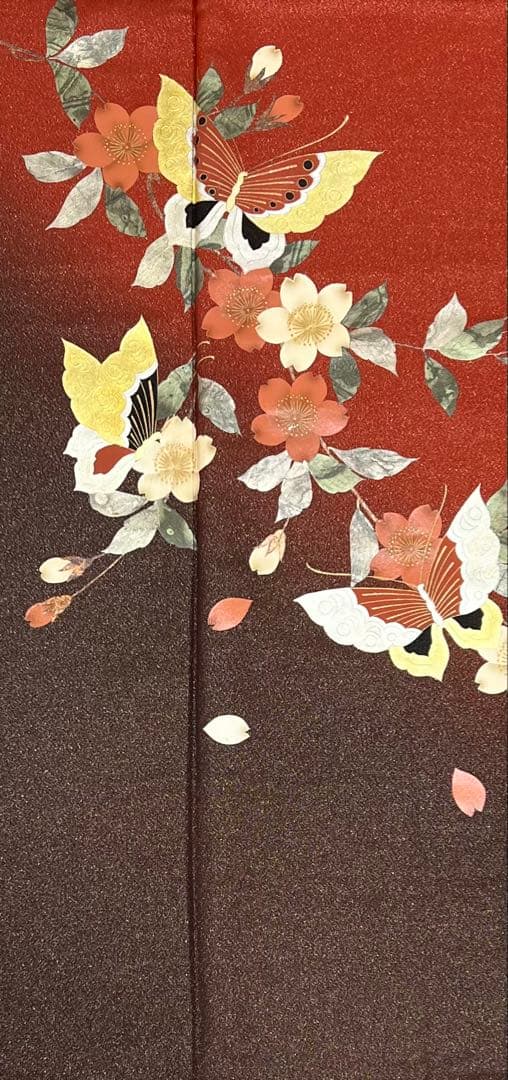 振り袖　フルセット　長襦袢付　成人式　金彩加工　ラメ入り　焼箔　長尺袋帯　712