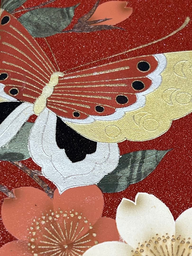 振り袖　フルセット　長襦袢付　成人式　金彩加工　ラメ入り　焼箔　長尺袋帯　712