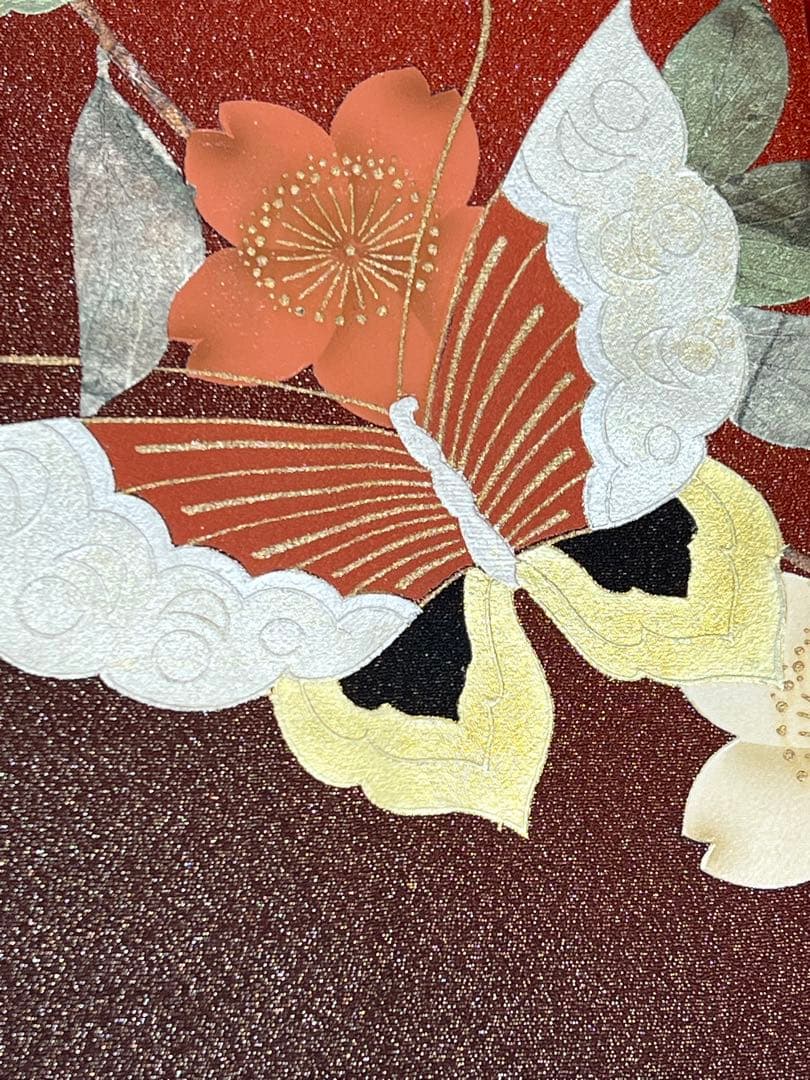 振り袖　フルセット　長襦袢付　成人式　金彩加工　ラメ入り　焼箔　長尺袋帯　712