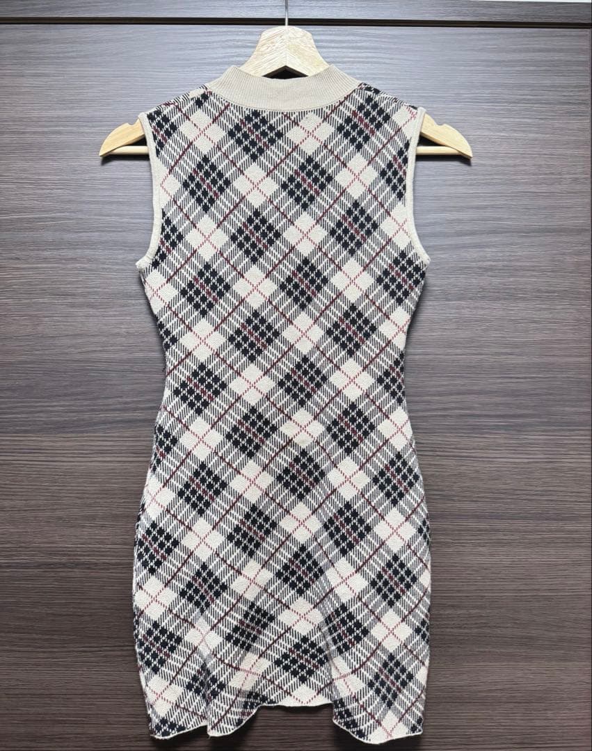 Darich ダーリッチ チェックジャガードノースリニットミニワンピース