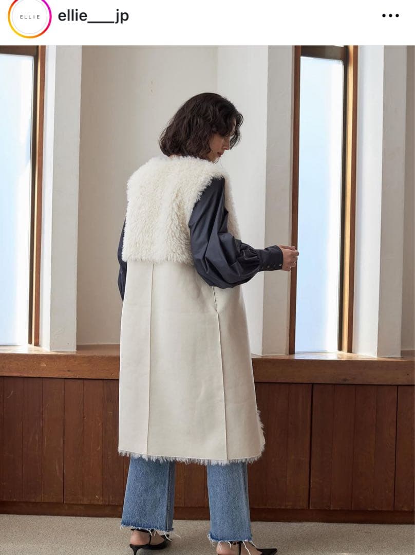 【美品】ELLIE ホワイトファーベスト