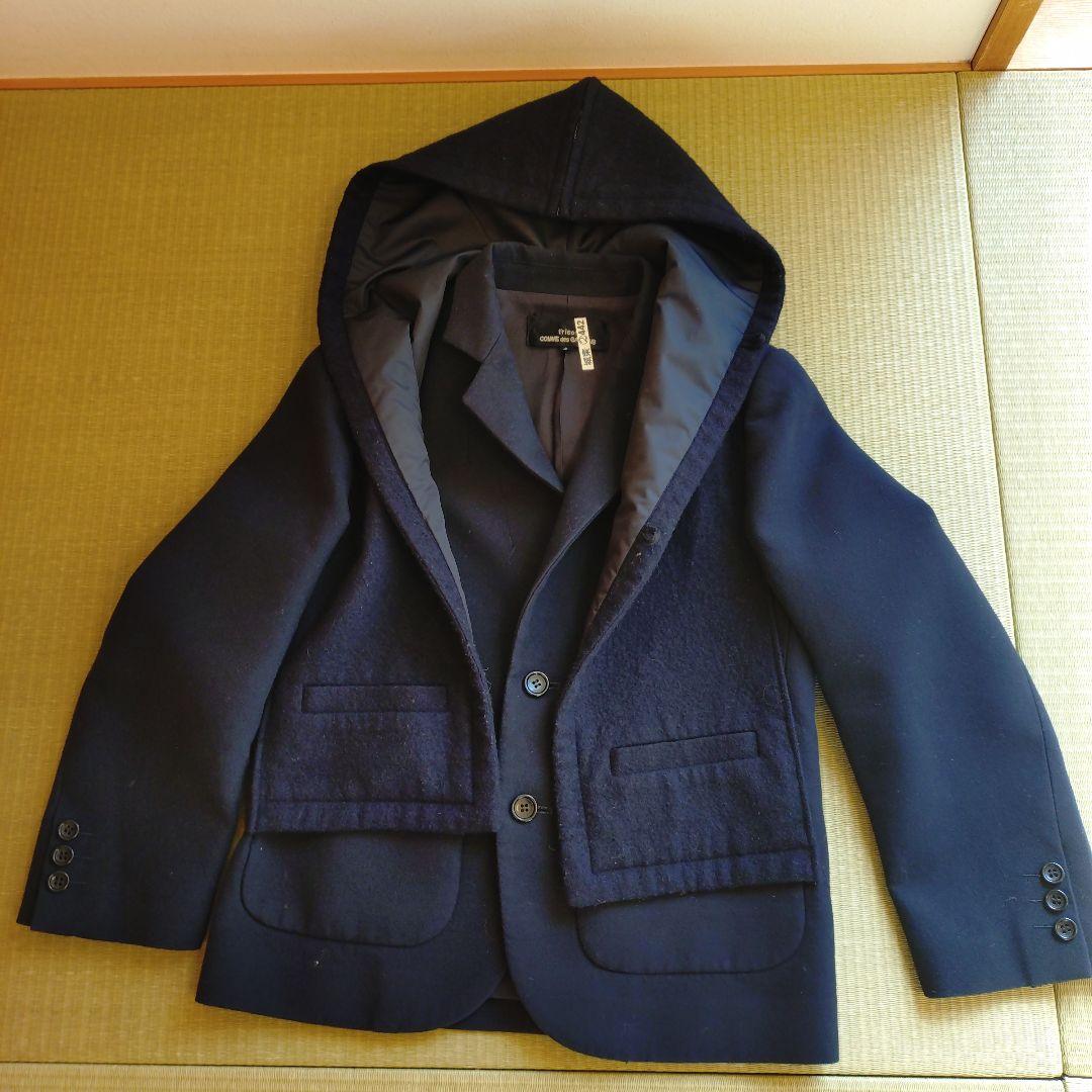 トリココムデギャルソン　ネイビー フード付き テーラードジャケット