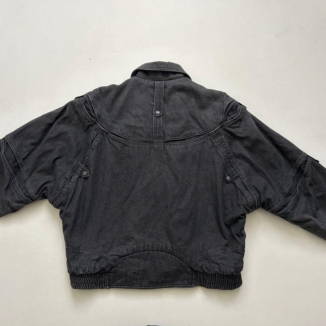Y2K ブラック デニム ジップブルゾン ギミック 短丈 フェード 古着