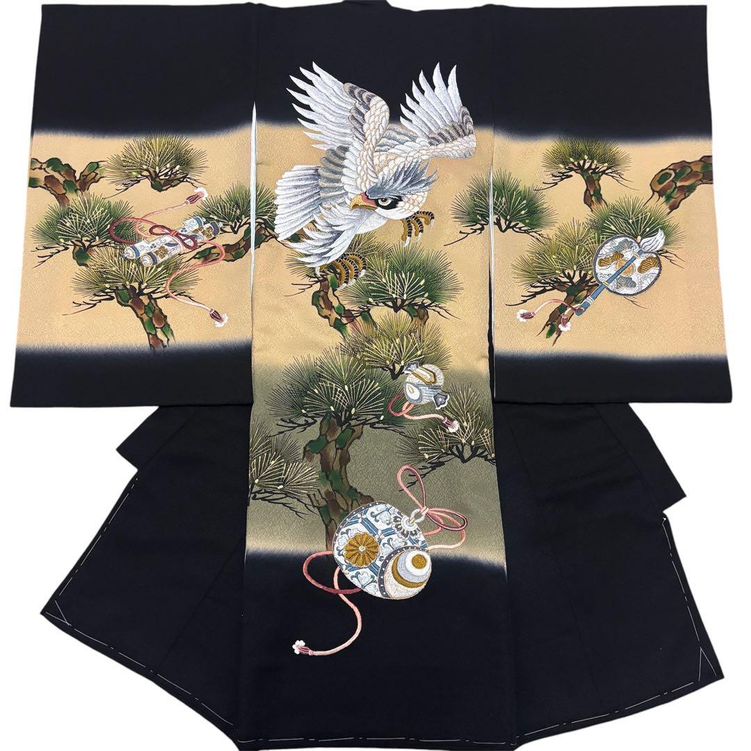 @様【新品】日本製 総刺繍 正絹 一本松 襦袢付 祝い箱付 お宮参り 産着