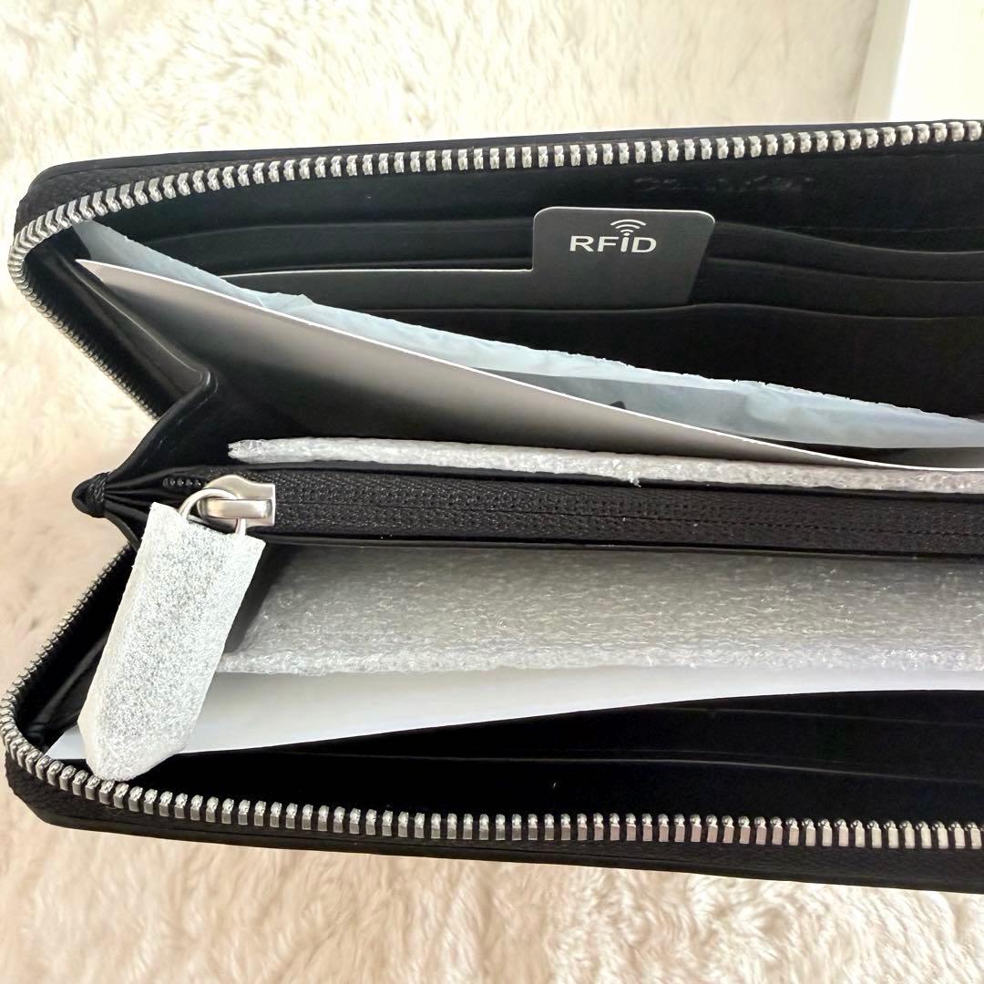 海外限定✨未使用カルバンクライン CKエンボスロゴ ラウンドジップ長財布 黒 箱