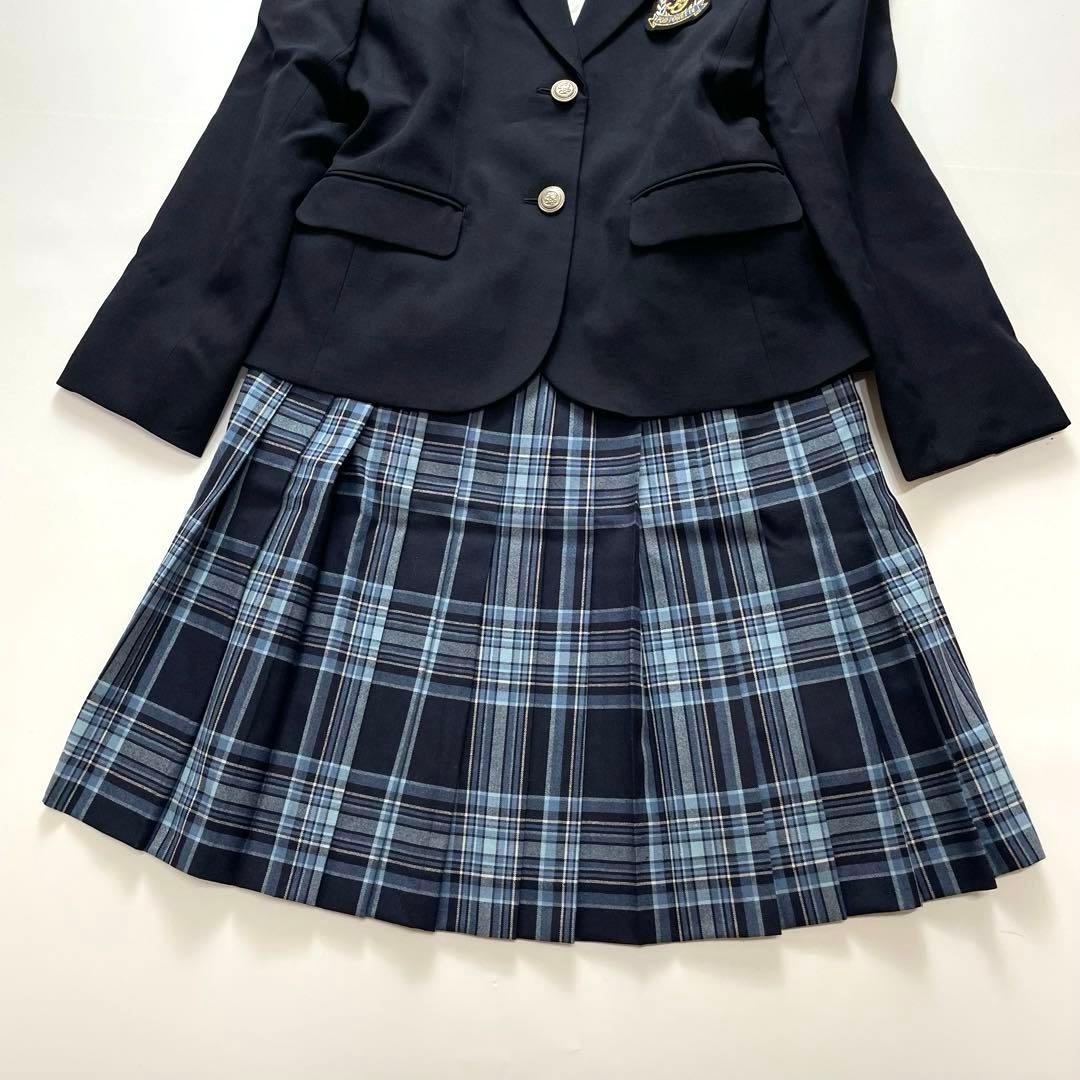 美品✨ポンポネット フォーマル 制服 160 チェック 水色 卒服 フォーマル