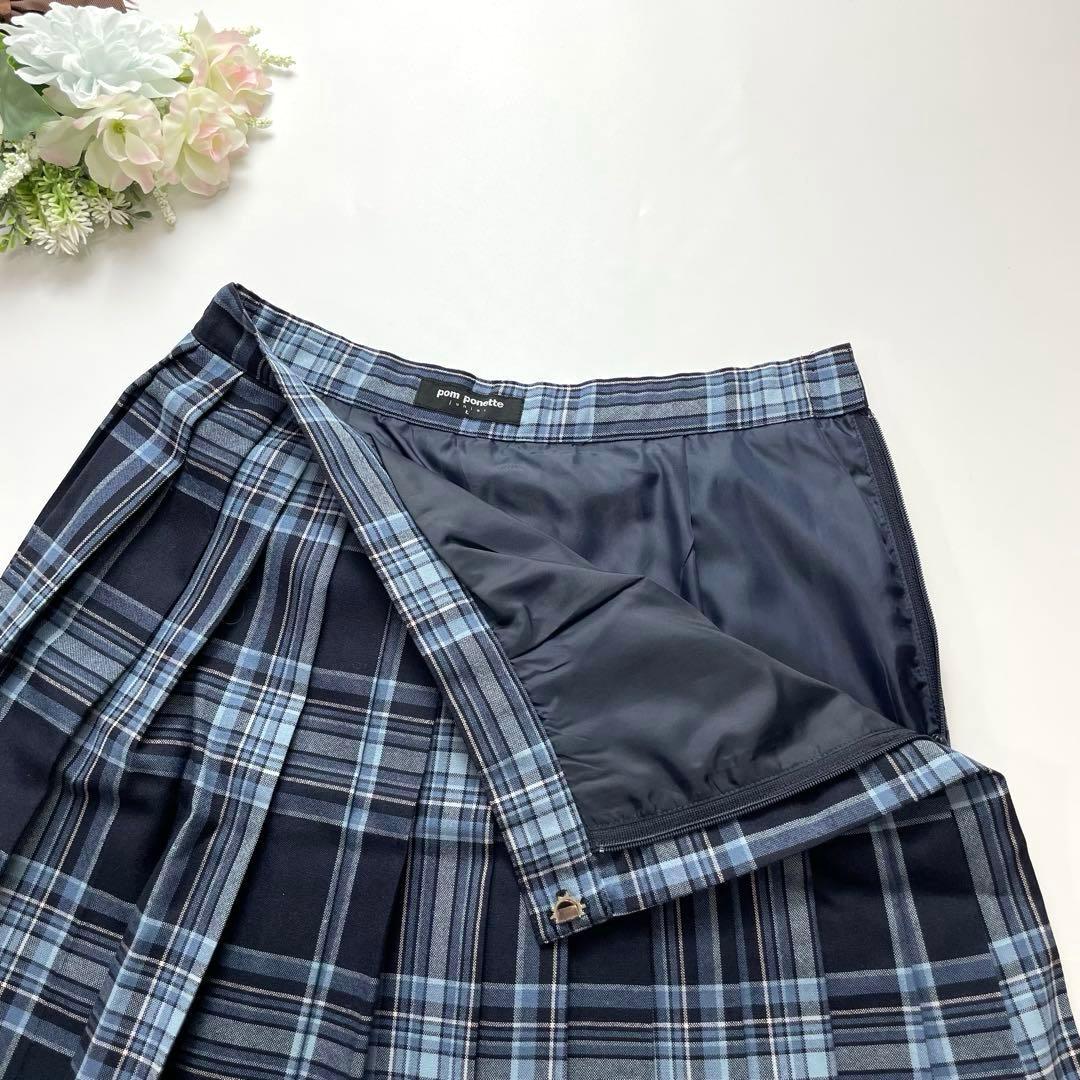 美品✨ポンポネット フォーマル 制服 160 チェック 水色 卒服 フォーマル