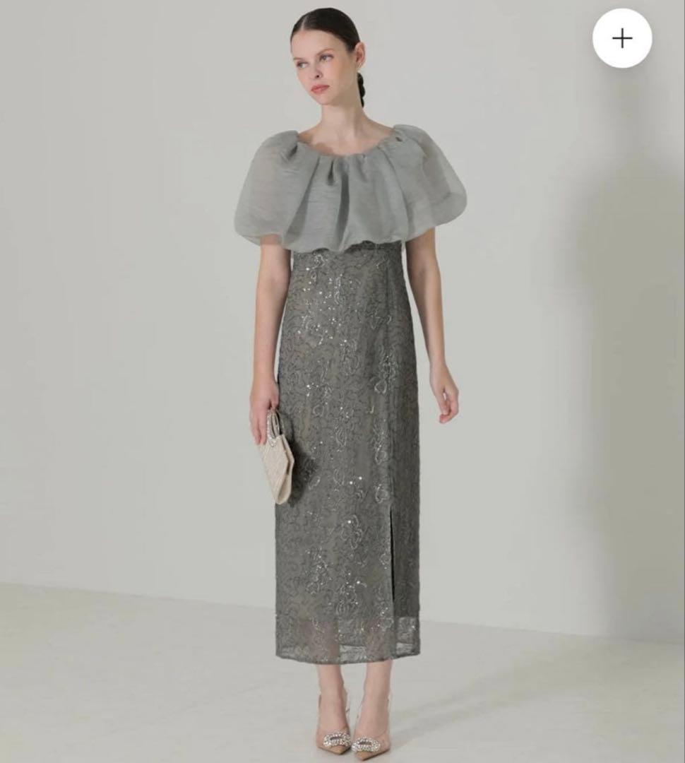 LEJA 2WAYオフショルダーパフスリーブIラインワンピースドレス