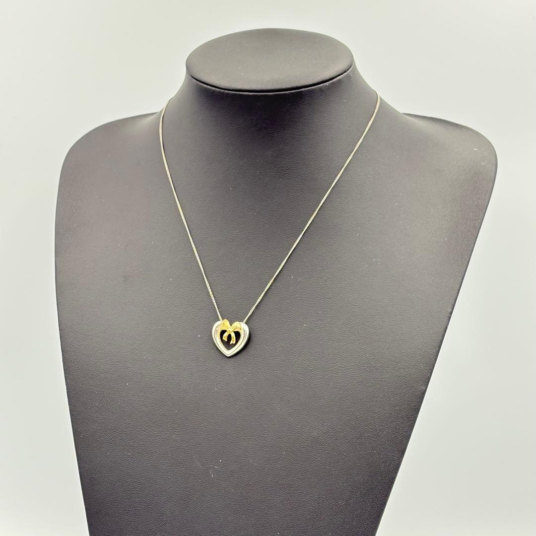 ティファニー ハートリボンネックレス 925 K18 1019-S7112s